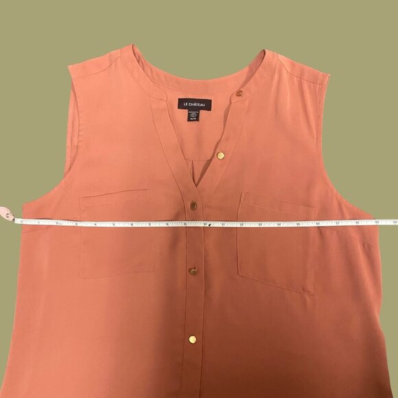 Le Château Sleeveless Button-Front Blouse in Terracotta – Size M - Picture 4 of 7